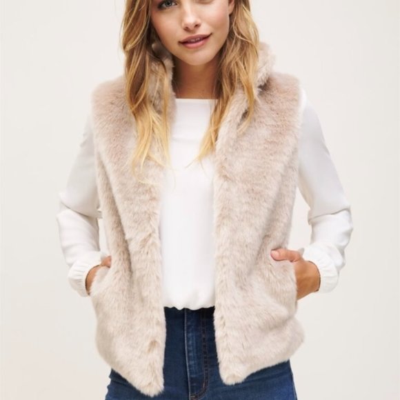 Dynamite Jackets & Blazers - DYNAMITE HIGH NECK FAUX FUR VEST SZ. L